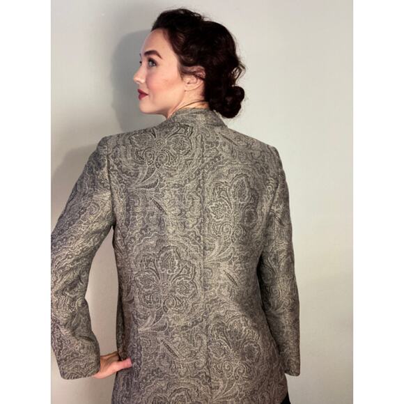Lafayette 148 Silver Gray Blazer Jacket Paisley Print Classic & Refined ~ Sz 6 - Picture 5 of 10